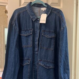 NWT, Wonderly  long denim chore jacket